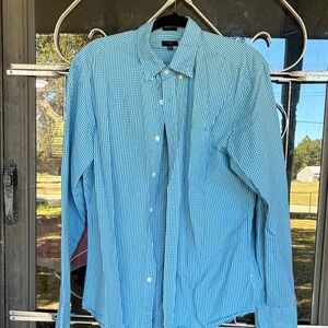 J. Crew Teal Checkered Button Down Shirt